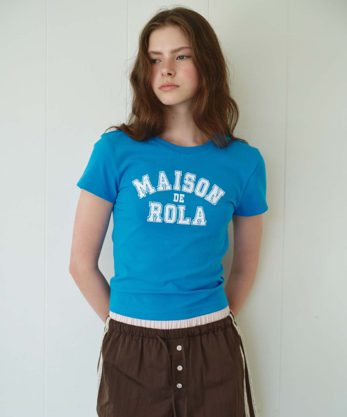 ROLAROLA(ロラロラ)の「ROLA LOGO MINI T-SHIRT BLUE(Tシャツ/カットソー・レディース・ブルー・MEDIUM/SMALL)」の2枚目の写真