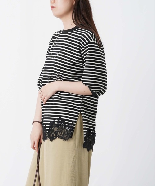 LUCA/LADY LUCK LUCA(ルカ/レディラックルカ)の「LC/LLL 裾レースボーダープルオーバー(Tシャツ/カットソー・レディース・オフホワイト/ブラック・FREE)」の19枚目の写真