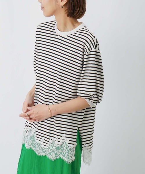 LUCA/LADY LUCK LUCA(ルカ/レディラックルカ)の「LC/LLL 裾レースボーダープルオーバー(Tシャツ/カットソー・レディース・オフホワイト/ブラック・FREE)」の11枚目の写真
