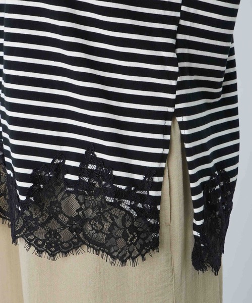 LUCA/LADY LUCK LUCA(ルカ/レディラックルカ)の「LC/LLL 裾レースボーダープルオーバー(Tシャツ/カットソー・レディース・オフホワイト/ブラック・FREE)」の3枚目の写真