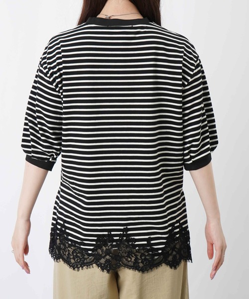 LUCA/LADY LUCK LUCA(ルカ/レディラックルカ)の「LC/LLL 裾レースボーダープルオーバー(Tシャツ/カットソー・レディース・オフホワイト/ブラック・FREE)」の8枚目の写真