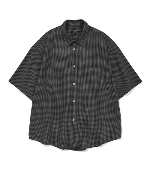 KANEITEI(カネイテイ)の「HERITAGE MINIMAL CROPPED CHECK HALF SHIRT (CHARCOAL)(シャツ/ブラウス・レディース・チャコールグレー・MEDIUM/X-LARGE)」の1枚目の写真