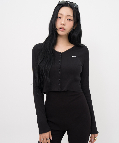 BFEEP(ビーピーピ)の「DOUBLE BUTTON LACE CARDIGAN_BLACK(カーディガン/ボレロ・レディース・その他・FREE)」の1枚目の写真