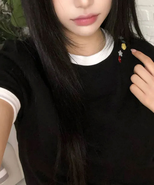 VIVID LADY(ビビッドレディー)の「カラーボタン リンガー半袖Tシャツ(Tシャツ/カットソー・レディース・ホワイト/イエロー/レッド/ライトブルー/ブラック・FREE)」の21枚目の写真