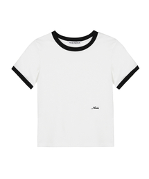 NICOLE EMBROIDERY RINGER CROP TOP_WHITE