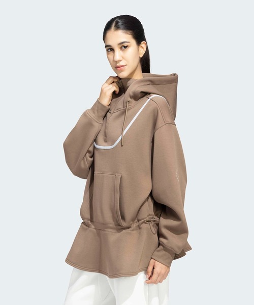 adidas by Stella McCartney(アディダスバイステラマッカートニー)の「adidas By Stella McCartney ペプラム フーディー / ハーフジップ / アディダス adidas(パーカー・レディース・ブラウン・SMALL/LARGE/MEDIUM/X-LARGE)」の4枚目の写真