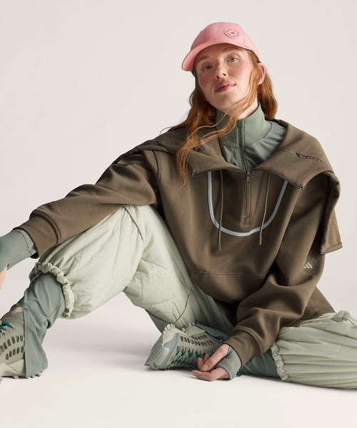 adidas by Stella McCartney(アディダスバイステラマッカートニー)の「adidas By Stella McCartney ペプラム フーディー / ハーフジップ / アディダス adidas(パーカー・レディース・ブラウン・SMALL/LARGE/MEDIUM/X-LARGE)」の9枚目の写真