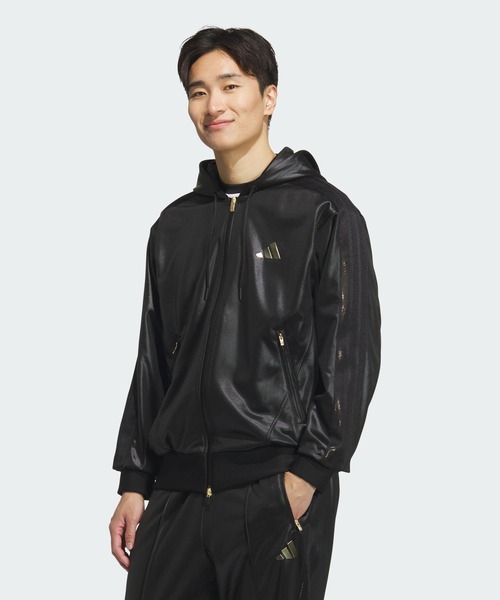 adidas(アディダス)の「Stadium Gold ルーズフィット フード付きトラックトップ / ジャージ / アディダス adidas(マウンテンパーカー・メンズ・ブラック・SMALL/MEDIUM/LARGE/X-LARGE/XX-LARGE/X-SMALL/3XL)」の1枚目の写真