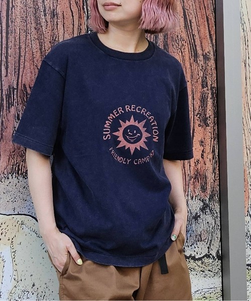 GREEN BOWL(グリーンボウル)の「グリーンボウル 【GREEN BOWL】Fade Wash T-Shirts(SUN)(Tシャツ/カットソー・レディース・ブルー/ブラック/ネイビー/レッド・M/XL/L)」の3枚目の写真