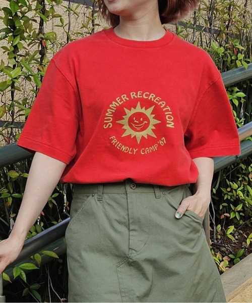 GREEN BOWL(グリーンボウル)の「グリーンボウル 【GREEN BOWL】Fade Wash T-Shirts(SUN)(Tシャツ/カットソー・レディース・ブルー/ブラック/ネイビー/レッド・M/XL/L)」の4枚目の写真