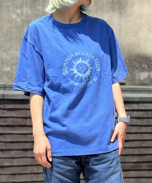 GREEN BOWL(グリーンボウル)の「グリーンボウル 【GREEN BOWL】Fade Wash T-Shirts(SUN)(Tシャツ/カットソー・レディース・ブルー/ブラック/ネイビー/レッド・M/XL/L)」の1枚目の写真