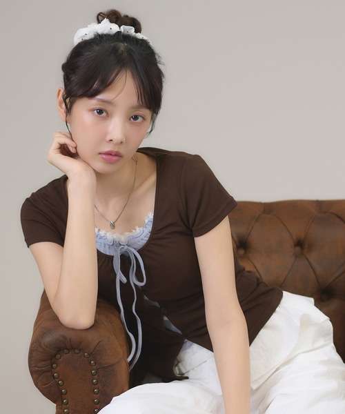 apres jour mignon（アプレジュールミニョン）の「フェイクレイヤードトップス（Tシャツ/カットソー・レディース・チャコールグレー/グレー/ブラウン系その他・フリー/LARGE）」の17枚目の写真