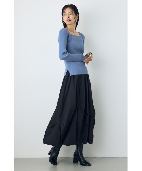 AZUL by moussy(アズールバイマウジー)の「【たっぷり立体感】タックバルーンスカート 秋服 冬服【身長/骨格別着用画像あり】デザインスカート(スカート・レディース・アイボリー/ブラック・SMALL/MEDIUM)」の14枚目の写真