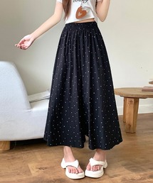 ドット柄ボリュームワイドパンツ