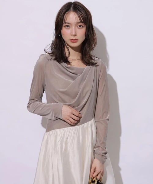 Mystrada(マイストラーダ)の「ベロアドッキングティアードワンピース(ワンピース・レディース・ブラック/モカ・38/36)」の16枚目の写真