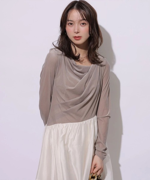 Mystrada(マイストラーダ)の「ベロアドッキングティアードワンピース(ワンピース・レディース・ブラック/モカ・38/36)」の17枚目の写真