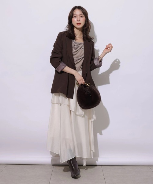 Mystrada(マイストラーダ)の「ベロアドッキングティアードワンピース(ワンピース・レディース・ブラック/モカ・38/36)」の19枚目の写真