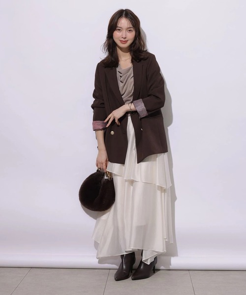 Mystrada(マイストラーダ)の「ベロアドッキングティアードワンピース(ワンピース・レディース・ブラック/モカ・38/36)」の20枚目の写真
