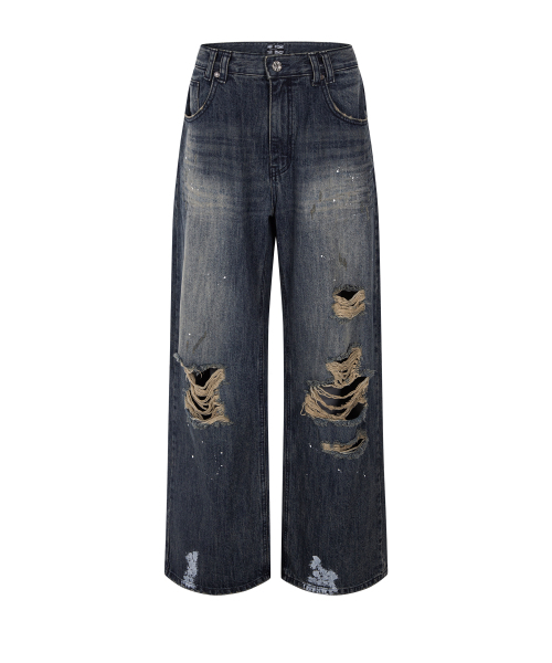 PLEASENOFOLLOW(プリーズノーフォロー)の「Jay Destroyed Wide Denim (Vintage Blue)(デニムパンツ・レディース・その他・SMALL/MEDIUM/LARGE)」の3枚目の写真