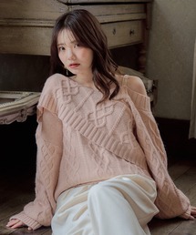 one shoulder cable knit / ワンショルケーブルニット