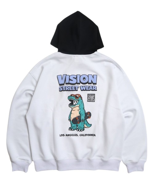 VISION STREET WEAR(ヴィジョンストリートウェア)の「Dinosaur ghost hoodie / ゴースト配色フーディー(パーカー・メンズ・ダークグリーン/ブラック/ホワイト・MEDIUM/X-LARGE/LARGE)」の19枚目の写真
