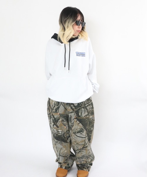 VISION STREET WEAR(ヴィジョンストリートウェア)の「Dinosaur ghost hoodie / ゴースト配色フーディー(パーカー・メンズ・ダークグリーン/ブラック/ホワイト・MEDIUM/X-LARGE/LARGE)」の4枚目の写真