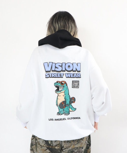 VISION STREET WEAR(ヴィジョンストリートウェア)の「Dinosaur ghost hoodie / ゴースト配色フーディー(パーカー・メンズ・ダークグリーン/ブラック/ホワイト・MEDIUM/X-LARGE/LARGE)」の12枚目の写真