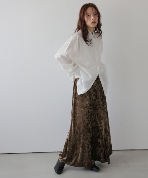 AMELY(エミリー)の「ベロアロングスカート/巻きスカート風(スカート・レディース・グレー/ブラウン/ベージュ・フリー)」の16枚目の写真