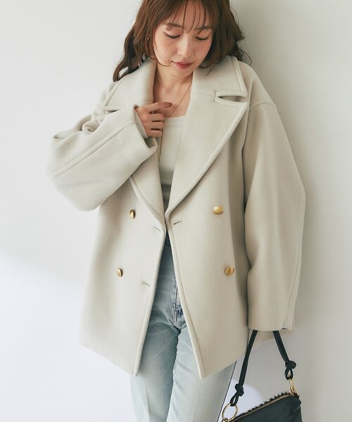 La boutique BonBon(ラブティックボンボン)の「【再販】ロイヤルビーバーメタル釦ピーコート(ピーコート・レディース・ネイビー/アイボリー・FREE)」の6枚目の写真
