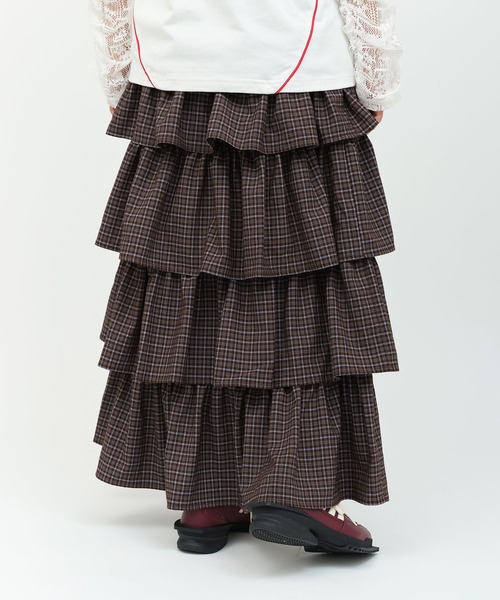 atmos pink（アトモスピンク）の「atmos pink Plaid Tiered Skirt / アトモス ピンク ティアード スカート（スカート・レディース・ミント/ブラウン・FREE）」の6枚目の写真