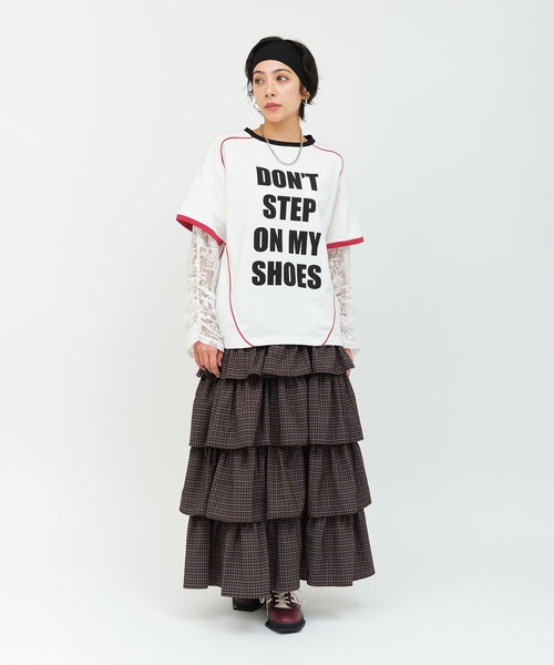 atmos pink（アトモスピンク）の「atmos pink Plaid Tiered Skirt / アトモス ピンク ティアード スカート（スカート・レディース・ミント/ブラウン・FREE）」の7枚目の写真