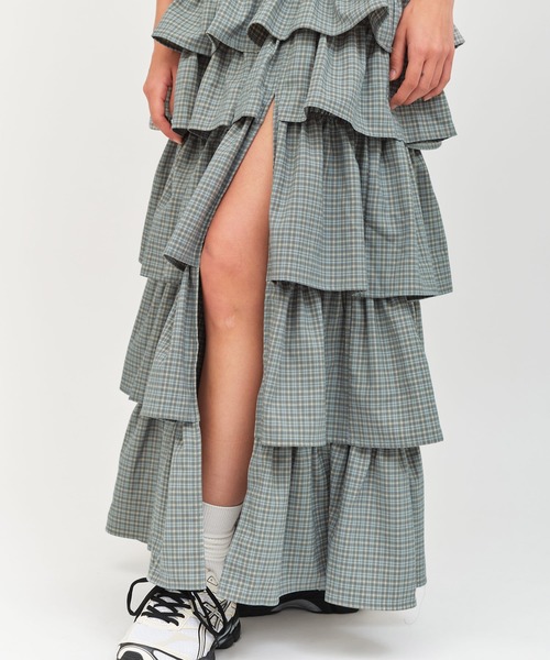 atmos pink（アトモスピンク）の「atmos pink Plaid Tiered Skirt / アトモス ピンク ティアード スカート（スカート・レディース・ミント/ブラウン・FREE）」の11枚目の写真