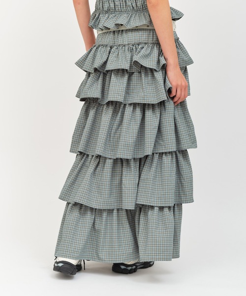 atmos pink（アトモスピンク）の「atmos pink Plaid Tiered Skirt / アトモス ピンク ティアード スカート（スカート・レディース・ミント/ブラウン・FREE）」の4枚目の写真