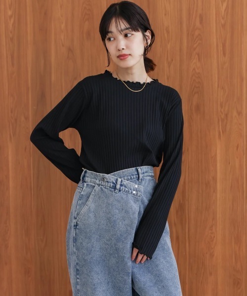 Bou Jeloud(ブージュルード)の「スリーブリブカットソー(Tシャツ/カットソー・レディース・グレイッシュベージュ/アイボリー/ブラック・MEDIUM/LARGE)」の14枚目の写真