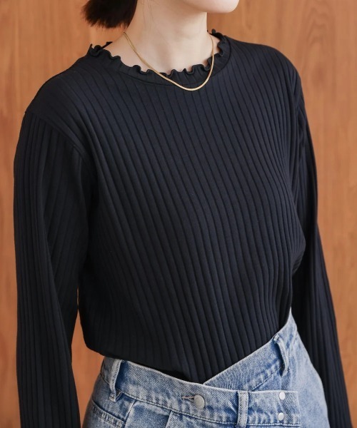 Bou Jeloud(ブージュルード)の「スリーブリブカットソー(Tシャツ/カットソー・レディース・グレイッシュベージュ/アイボリー/ブラック・MEDIUM/LARGE)」の19枚目の写真