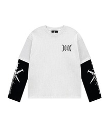 UNKNOWN LONDON | ロンT｜Cursive Rhinestone Layered Long Sleeve｜Unknown London(Tシャツ/カットソー)