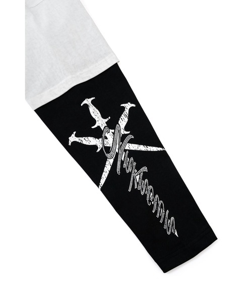 UNKNOWN LONDON（アンノウン・ロンドン）の「ロンT｜Cursive Rhinestone Layered Long Sleeve｜Unknown London（Tシャツ/カットソー・メンズ・ホワイト/ブラック・SMALL/MEDIUM）」の12枚目の写真