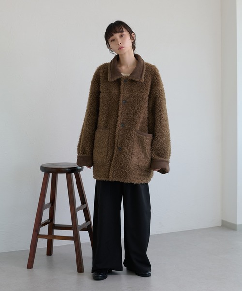 apres jour clair（アプレジュールクレア）の「【apres jour clair】リバーシブルフェイクムートンアウター（ムートンコート・レディース・キャメル/ベージュ/ブラウン・X-LARGE/フリー）」の18枚目の写真