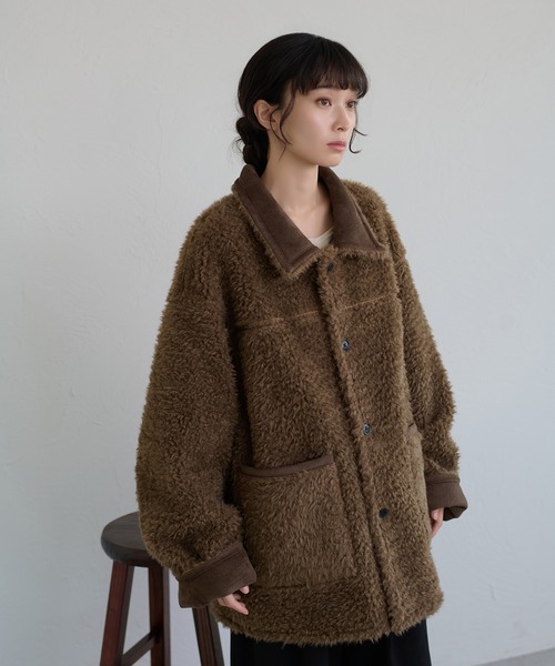 apres jour clair（アプレジュールクレア）の「【apres jour clair】リバーシブルフェイクムートンアウター（ムートンコート・レディース・キャメル/ベージュ/ブラウン・X-LARGE/フリー）」の15枚目の写真