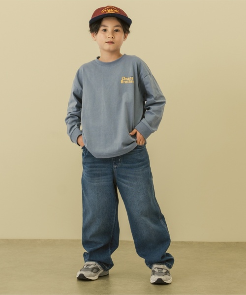 and D. petit main（アンドディープティマイン）の「【親子リンク】【365D.】OFUZAKEワイド長袖Tシャツ（Tシャツ/カットソー・キッズ・オフホワイト/グレイッシュベージュ/サックスブルー/ネイビー/ライトグレー・100cm/90cm/140cm/120cm/110cm/130cm）」の7枚目の写真