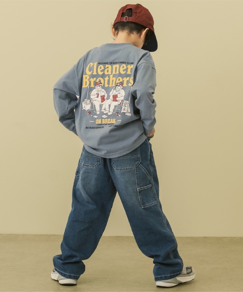 and D. petit main（アンドディープティマイン）の「【親子リンク】【365D.】OFUZAKEワイド長袖Tシャツ（Tシャツ/カットソー・キッズ・オフホワイト/グレイッシュベージュ/サックスブルー/ネイビー/ライトグレー・100cm/90cm/140cm/120cm/110cm/130cm）」の8枚目の写真