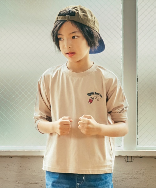and D. petit main（アンドディープティマイン）の「【親子リンク】【365D.】OFUZAKEワイド長袖Tシャツ（Tシャツ/カットソー・キッズ・オフホワイト/グレイッシュベージュ/サックスブルー/ネイビー/ライトグレー・100cm/90cm/140cm/120cm/110cm/130cm）」の19枚目の写真