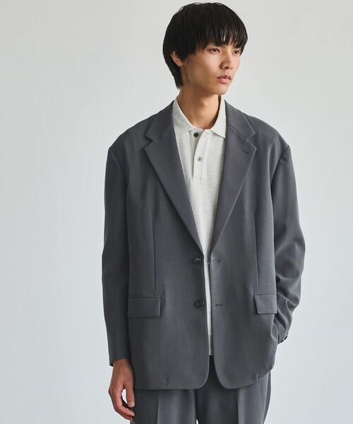 green label relaxing(グリーンレーベルリラクシング)の「ダブルクロス ルーズ ジャケット -2WAYストレッチ-(テーラードジャケット・メンズ・ダークグレー/ブラック・S/L/M/XL)」の1枚目の写真
