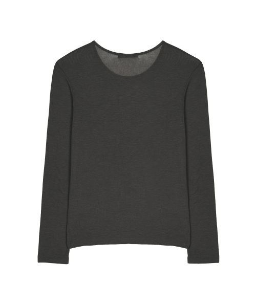NICK&NICOLE（ニックアンドニコール）の「シアーラウンドロングスリーブトップ_チャコール（Tシャツ/カットソー・レディース・チャコール・FREE）」の2枚目の写真