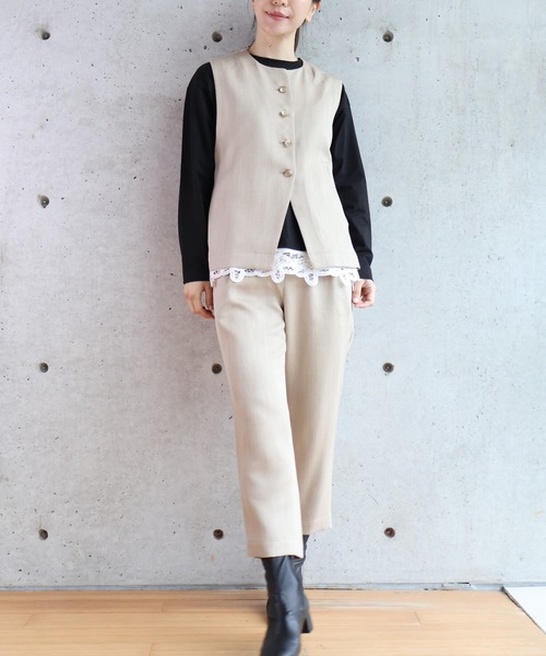 etre relie(エトレリー)の「ツムギートテーパードパンツ(その他パンツ・レディース・チャコールグレー/ベージュ・SMALL/MEDIUM)」の6枚目の写真