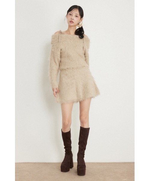 rienda(リエンダ)の「フラッフィーニットセットアップ 秋服 冬服(セットアップ・レディース・ピンク/ベージュ/ホワイト・FREE)」の9枚目の写真