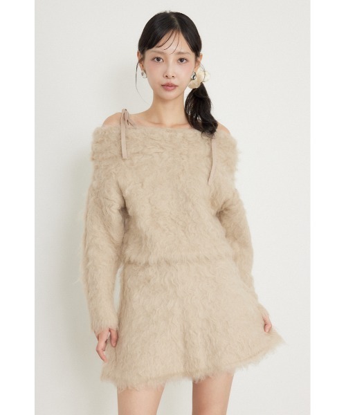 rienda(リエンダ)の「フラッフィーニットセットアップ 秋服 冬服(セットアップ・レディース・ピンク/ベージュ/ホワイト・FREE)」の12枚目の写真
