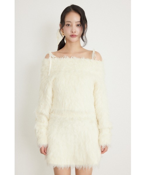 rienda(リエンダ)の「フラッフィーニットセットアップ 秋服 冬服(セットアップ・レディース・ピンク/ベージュ/ホワイト・FREE)」の7枚目の写真