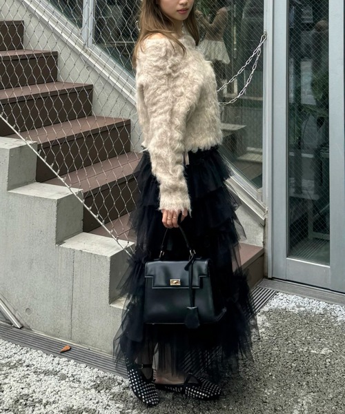 rienda(リエンダ)の「フラッフィーニットセットアップ 秋服 冬服(セットアップ・レディース・ピンク/ベージュ/ホワイト・FREE)」の4枚目の写真