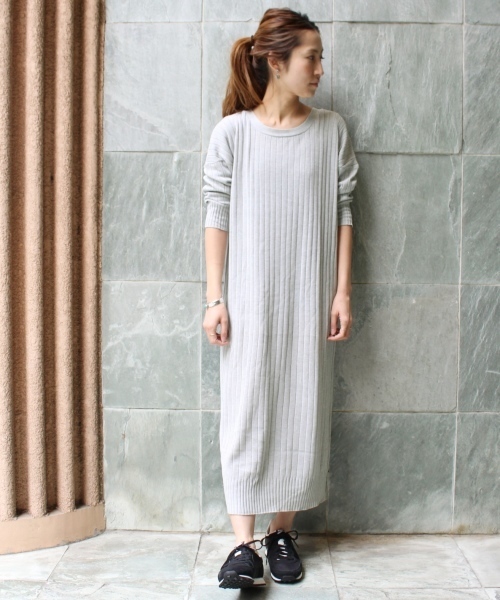 FRAMeWORK(フレームワーク)の「リブアミ ロングワンピース◆(ワンピース・レディース・グレー/ホワイト/ブラック・FREE)」の3枚目の写真